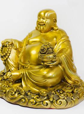 铜弥勒佛 大肚弥勒 聚宝盆笑佛 家居店铺供奉神像摆件 聚宝盆佛