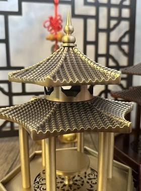 多吉缘薰凉香炉禅亭意古亭香炉摆件黄铜香薰炉家居办室装饰工艺品