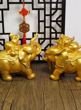 多吉缘黄铜禄象大中式家居铜象福大玄关铜器摆件白菜葫芦铜象