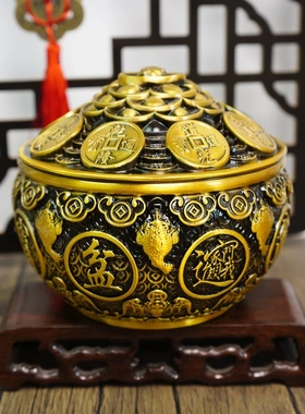 多吉缘黄铜家蟾用创意件金摆聚宝盆砂聚金宝盆