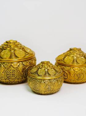 黄铜金蟾聚宝盆纯铜招财聚财家用客厅前台玄关装饰品存钱罐小米缸
