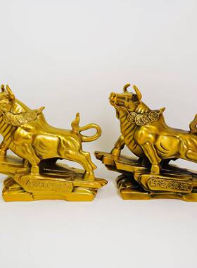铜牛摆件华尔街旺市金股市炒股办公桌铜制工艺礼品生肖牛