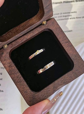 S999足银喵汪涂鸦开口情侣对戒