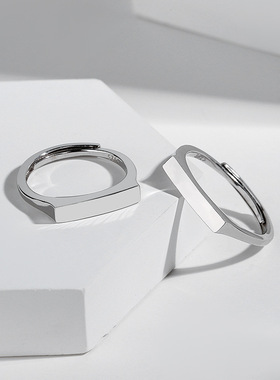 S925纯银投影情侣戒指 不掉色时尚简约抖音小众ins风以光之名对戒