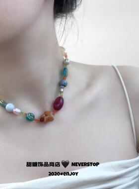 多巴胺琉璃串珠新中式锁骨项链