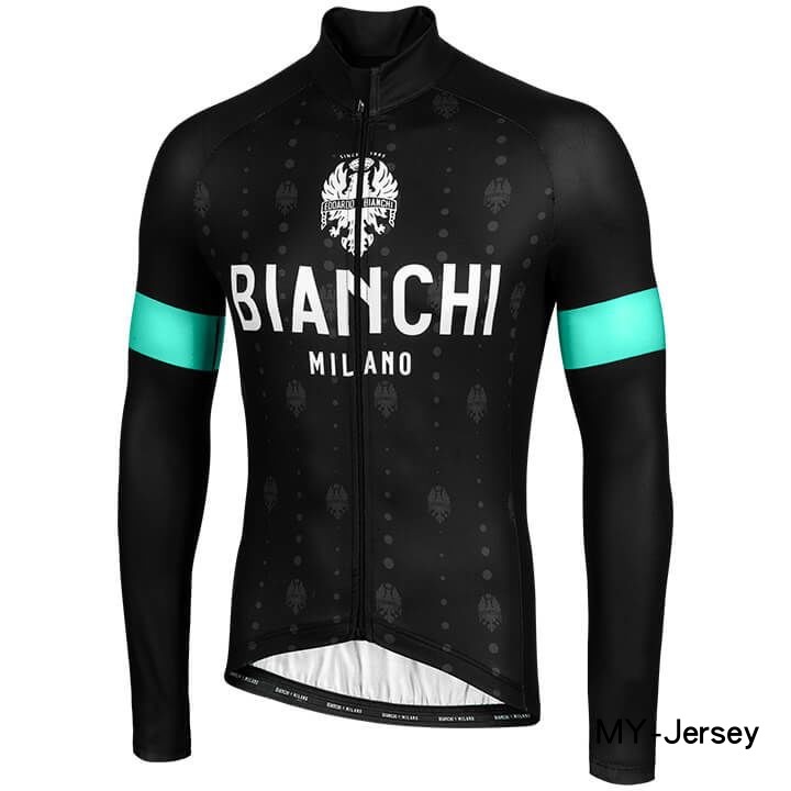 2021新款Bianchi 比安奇自行车秋冬款长袖上衣骑行服背带裤男女款 - 图0