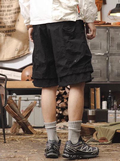 American work shorts men's summer loose large size fake two-piece mountain outdoor functional quick-drying pants casual five-point pants