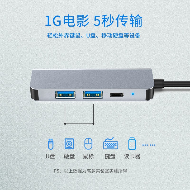 新款迷你四合一扩展坞Type-c转HDMI usb3.0hub拓展坞PD100w快充 - 图1