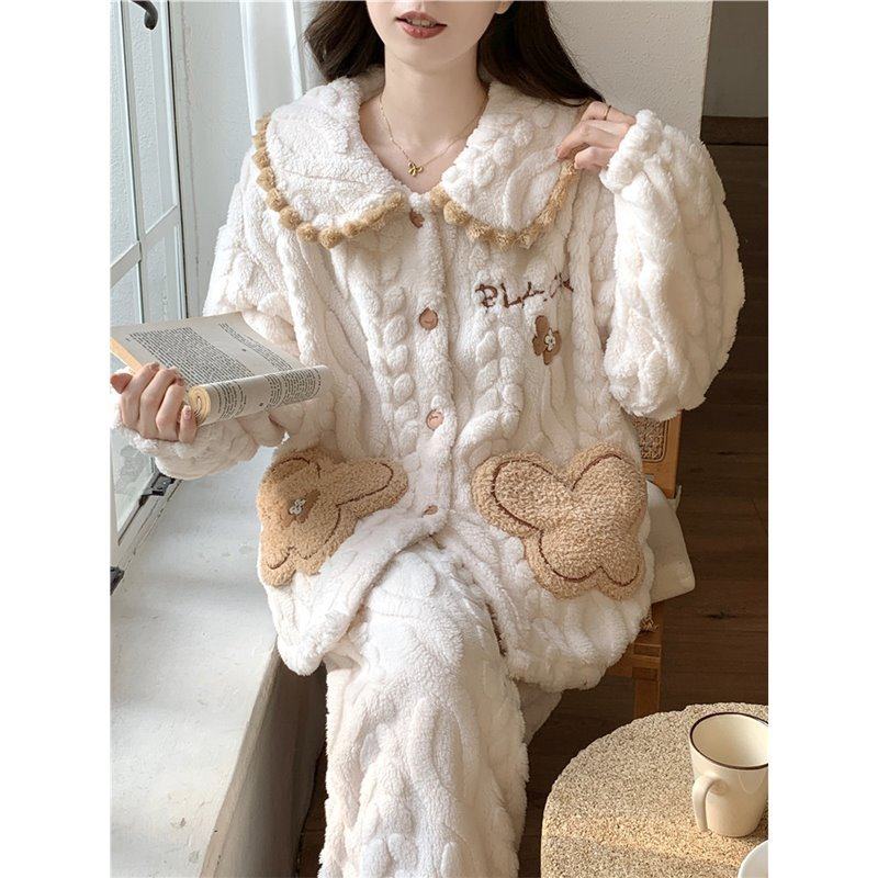 全棉纯棉加绒加厚珊瑚绒睡衣女秋冬季加绒加厚可爱冬天保暖家居服,淘宝优惠券,粉丝福利购,淘宝优惠卷