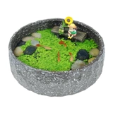 [微景观灰猫垂钓陶瓷古法养鱼缸水培植物种子盆栽创意桌面生态造景]
