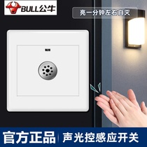 Bull And Light Control Switch 86 Type Intelligent Induction Voice-controlled Panel Switch Floor Home Property Sound And Light Control Switch