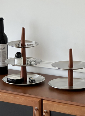 桌面置物架装饰品多层铁艺托盘首饰小杂物收纳盘钥匙收纳玄关摆件