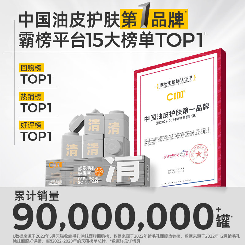 王一博代言C咖泥膜深层清洁收缩毛孔去黑头粉刺小罐膜面膜白泥