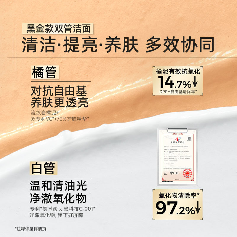 C咖橘泥抗氧化双管洗面奶氨基酸温和清洁洁面乳男女通用正品官方,淘宝优惠券,粉丝福利购,淘宝优惠卷