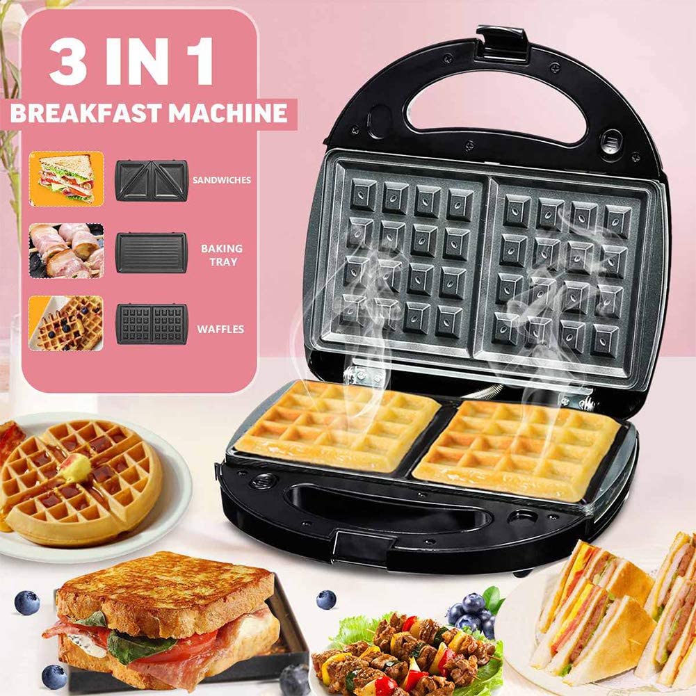 轻食早餐三明治机华夫饼烤面包吐司sandwichmaker waffle3in1 - 图0