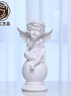 供应商26CM高纯白坐顶小天使摆件古典装饰生日礼物树脂工艺品
