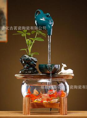 流水摆件循环器客厅家居桌面鱼缸景观公室开业礼品喷水招财滴水