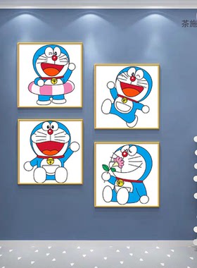 哆啦A梦卧室床头挂画潮流卡通儿童房装饰画动漫叮当猫机器猫壁画