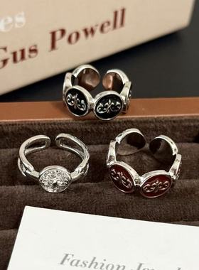 简约几何滴油圆形鸢尾花开口戒指女小众高级感食指戒时尚个性手饰