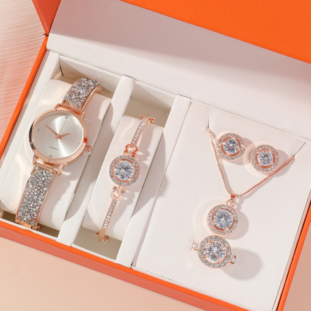 Watch accessories set镶钻星空潮流个性女石英手表套装5pcs/set - 图0