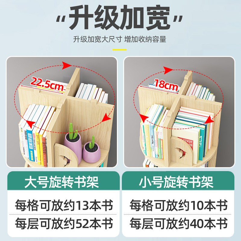 全实木旋转书架360度书柜落地家用儿童学生收纳置物架简易绘本架