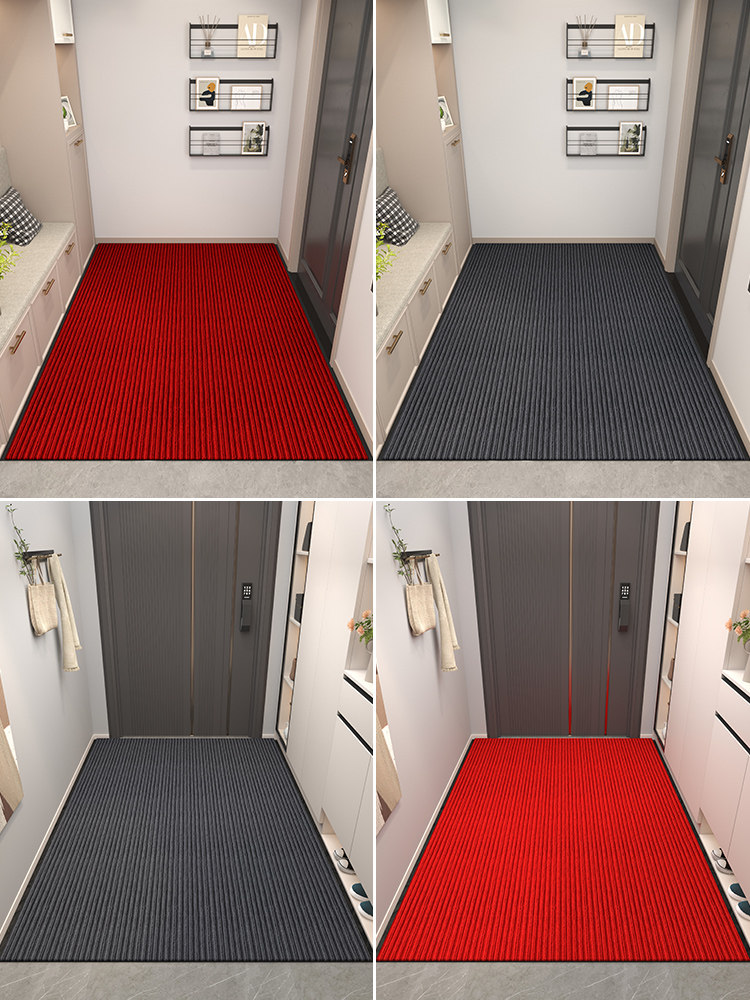 Entrance door floor mat, entrance door, indoor red carpet