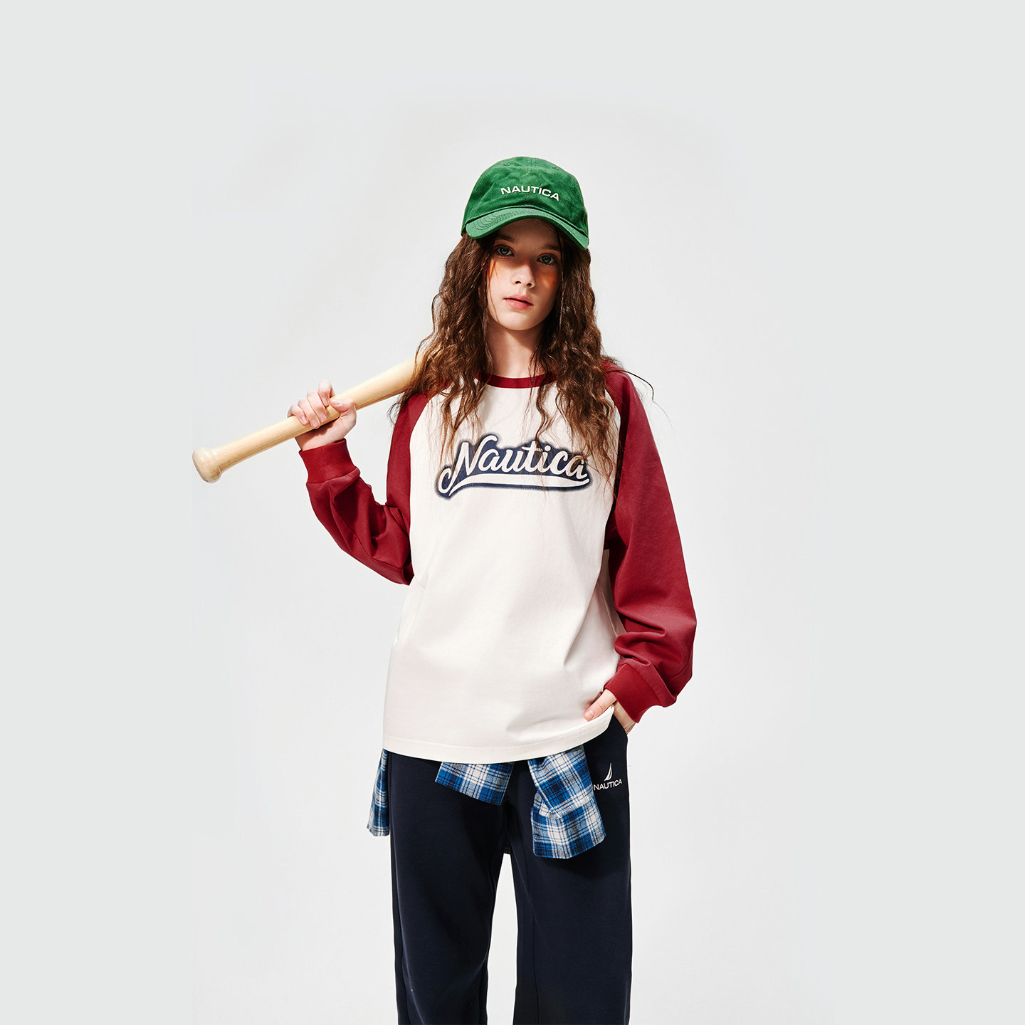 NAUTICA/诺帝卡童装 男童女童长袖T恤春季儿童重磅插肩袖美式复古,淘宝优惠券,粉丝福利购,淘宝优惠卷