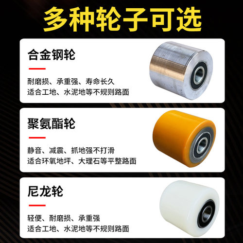 电动叉车轮子驱动轮中力聚氨酯PU轮液压搬运地牛配件承重轮尼龙轮 - 图0