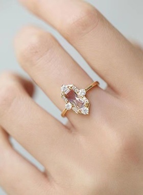 紫黄晶托帕石戒指女星芒十字架小众设计精致气质简约轻奢百搭