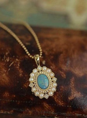 欧美风欧泊珍珠吊坠项链复古感小众设计简约气质百搭显白ins潮流