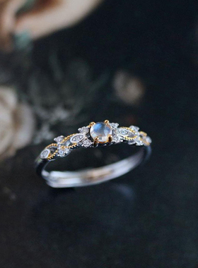 月光石日系轻奢细款尾戒S925银