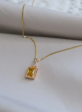 黄水晶黄锆石小众颈链女时尚百搭