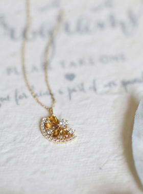 超可爱清爽橘子汽水黄水晶满钻女