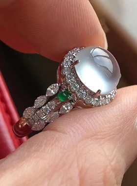 天然玉髓冰种满钻戒指优雅大气