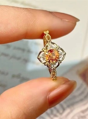 新款日系轻奢粉色碧玺戒指