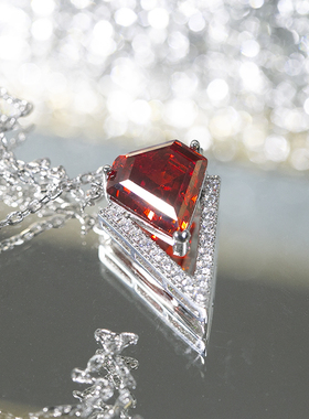 轻奢小众钻石银红宝石项链红皇后