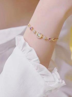 欧泊石水晶手链女款彩钻轻奢小众设计高级感ins个性简约气质手饰