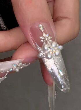 富家千金立体雕花纯手工指甲