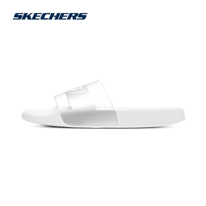 Skechers斯凯奇2024夏季新款女白色简约凉拖舒适一字拖鞋ins潮