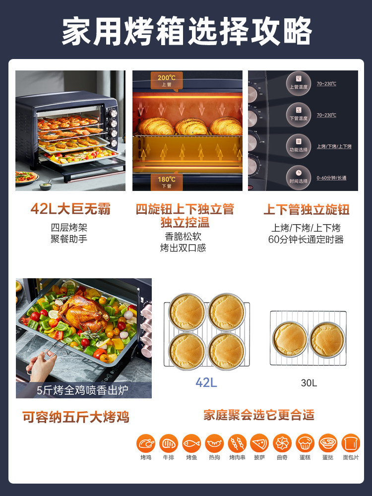 苏泊尔2021新款蒸烤一体机42电烤箱 苏泊尔新合润电烤箱