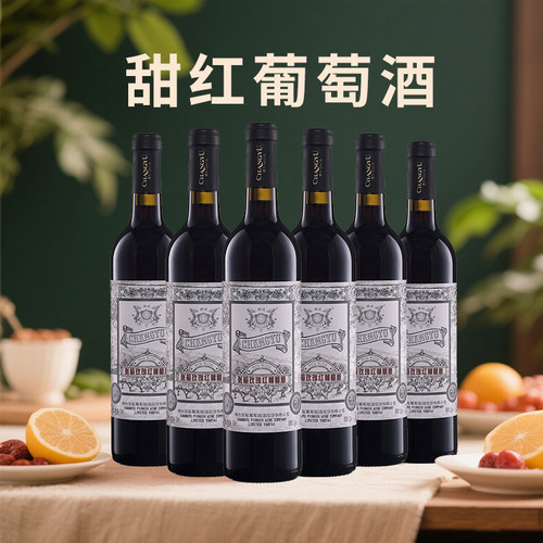 张裕正品玫瑰红甜红葡萄酒赤霞珠女士微醺红酒整箱6支婚宴餐酒 - 图1