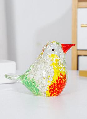 ins风彩色玻璃小鸟纯手工吹制琉璃鸟摆件玄关桌面装饰生日礼品