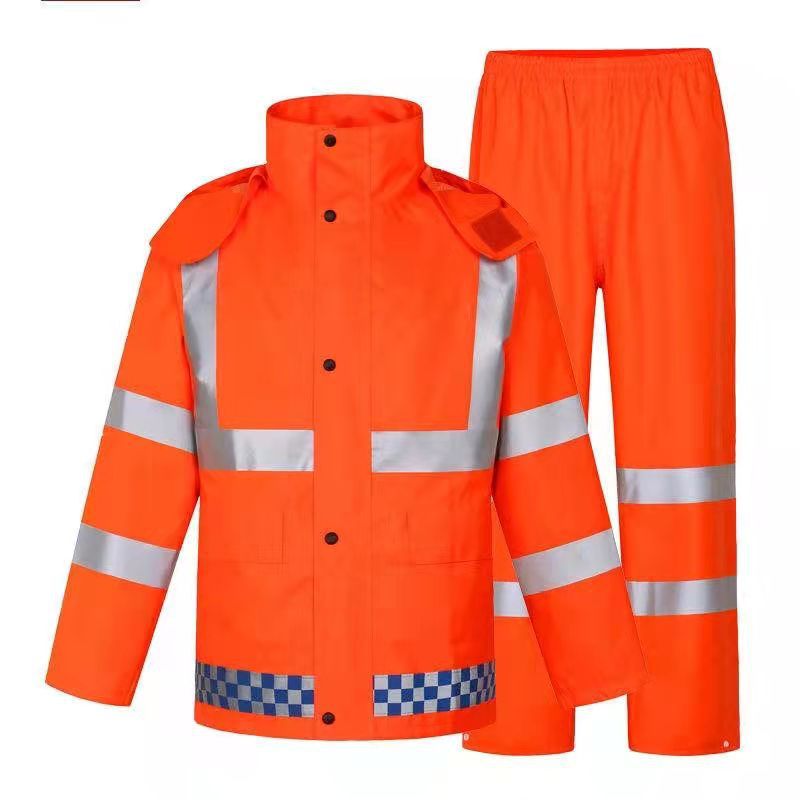 执勤雨衣雨裤套装劳保交通安全反光加厚分体式环卫救援骑行防暴雨