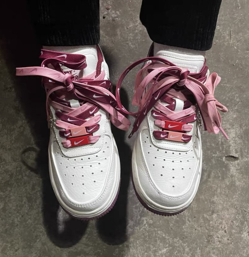 适配彩色情人节空军一号AF1鞋AJ1耐克nike渐变扎染蓝粉色扁鞋带绳