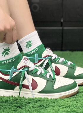 适配Nike Dunk Low绿色酒红小凯尔特人纯色扁形无畏字母板鞋鞋带
