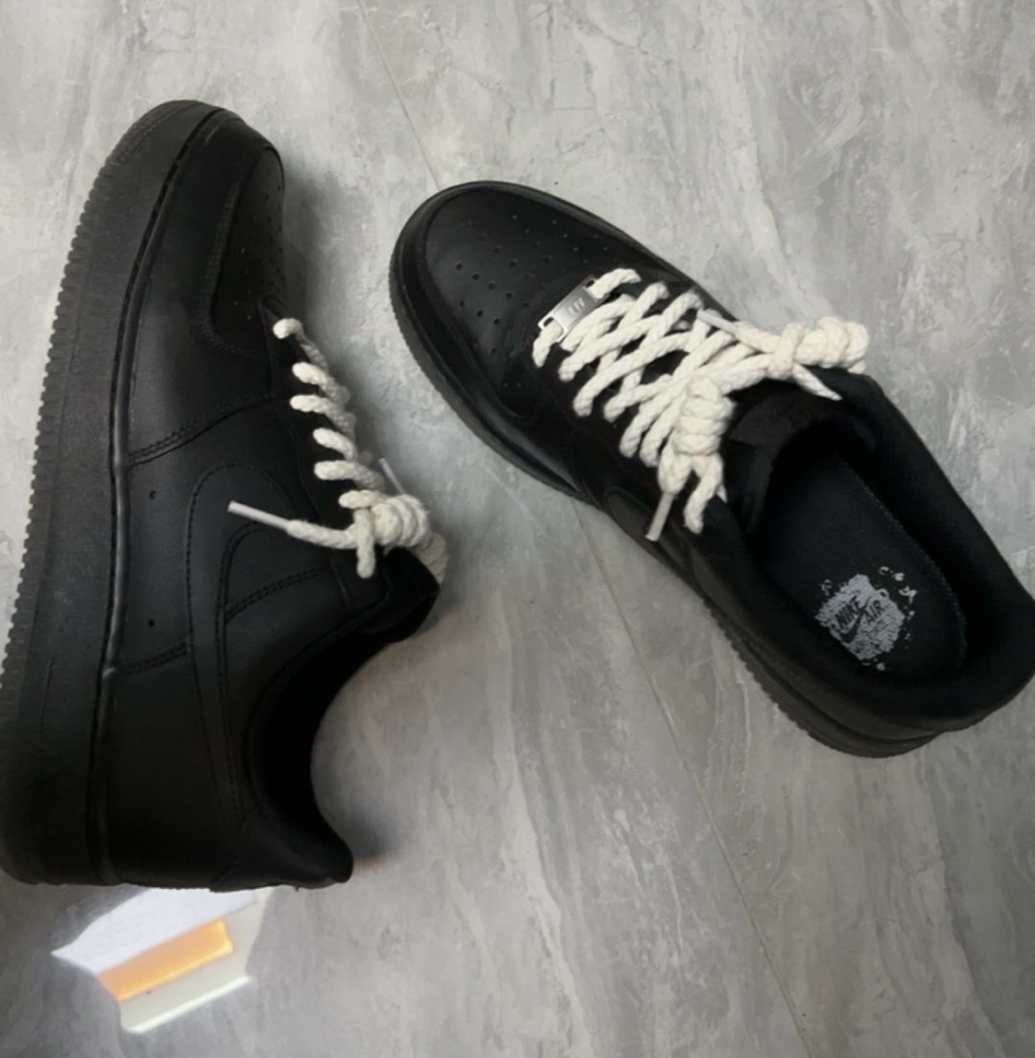 适配Air Force 1'07纯白黑武士做旧米色aj1粗麻绳空军一号af1鞋带-图2