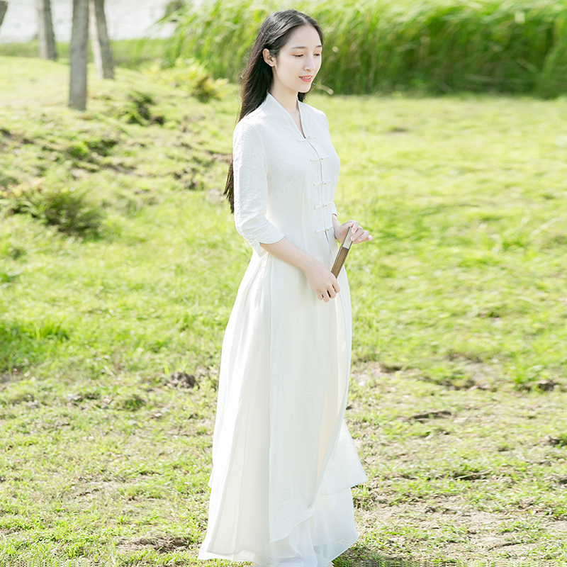 山有色 秋季中国风女装复古外套改良汉服棉麻长款修身风衣外披 2019 山有色 秋季中国风女装复古外套改良汉服棉麻长款修身风衣外披 2019
