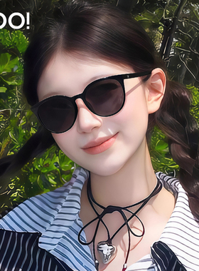 【刘亦菲同款】优睛复古小圆框白框偏光墨镜女防晒防紫外线太阳镜