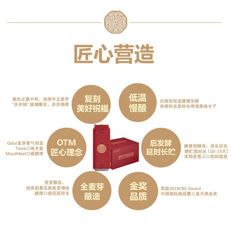 雪花啤酒匠心营造麦汁浓度10度官方500ml*12罐麦香醇厚啤酒整箱装
