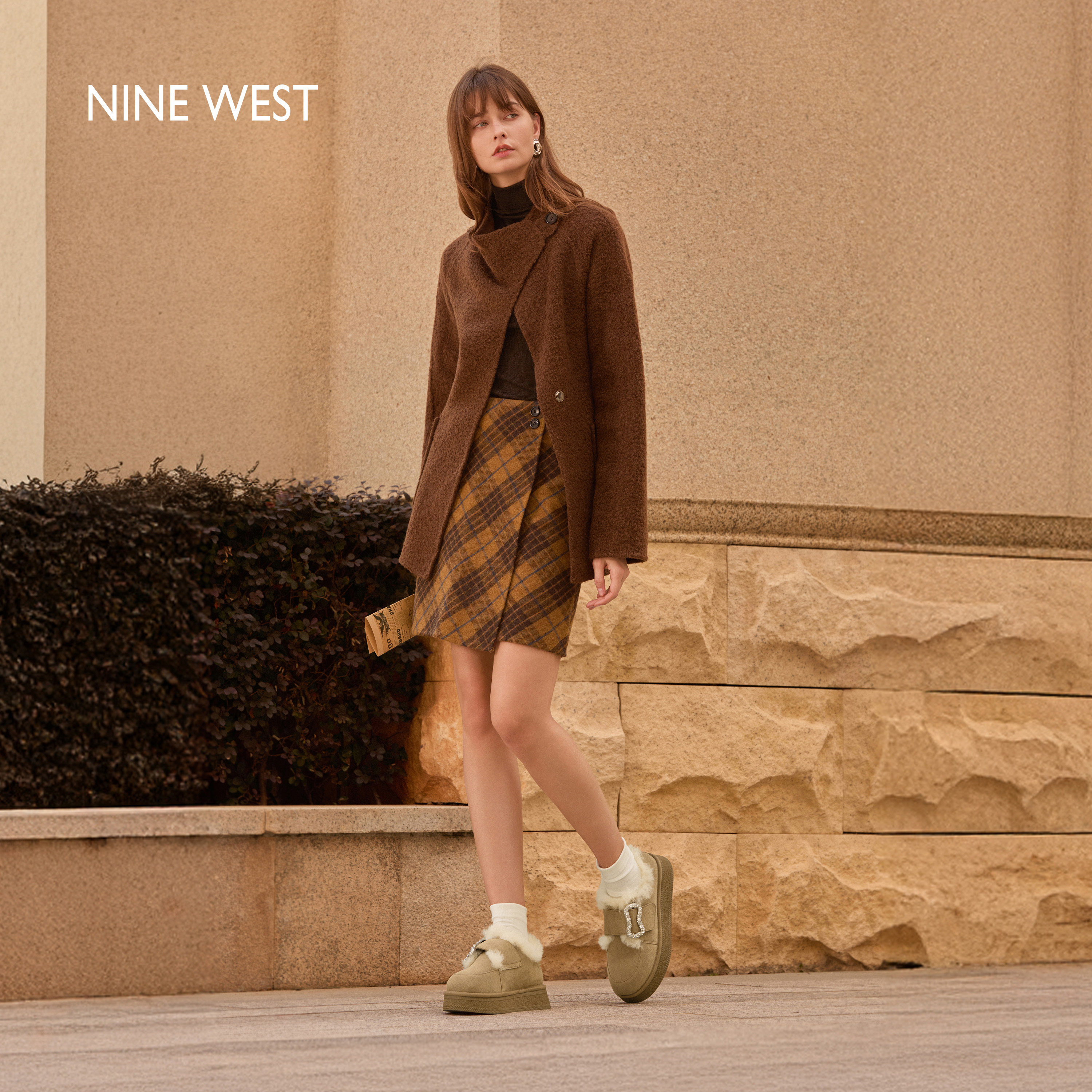 Nine West/玖熙加绒加厚雪地靴女冬季新款厚底羊毛保暖毛毛棉鞋,淘宝优惠券,粉丝福利购,淘宝优惠卷